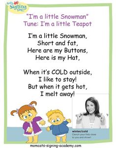 an image of a child's poem with the words, i'm a little snowman