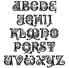 an old fashioned alphabet with swirly letters