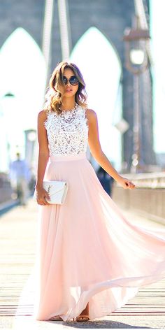 Pastel Color Dress, Pink Maxi Skirt, Skirt Diy, Best Wedding Guest Dresses, Prom Dresses 2018, Summer Wedding Outfits, Prom Dresses Sleeveless, Dresses Chiffon, Beauty Dress