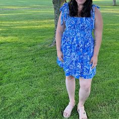 Worn Twice, Washed With Gentle Detergent And Air Dried To Maintain Brightness. Still Sold For $168. Romper So Shorts Under. Pet And Smoke Free Home, I Ship Promptly. True To Size. Not Too Short, Good Coverage Lilly Pulitzer Romper, Lilly Pulitzer Dress, Too Short, Xl Dress, Lilly Pulitzer, Blue Color, Rompers, Womens Dresses, Pet