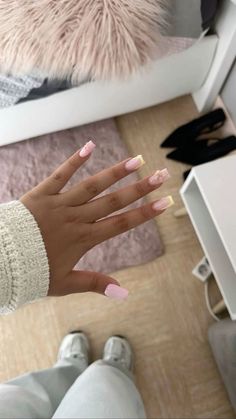 Nail Inspo Acrylic Designs, Square Simple Nails, Small Square Nails, Vacation Nails Square, Nails Squared, Cute Nails Square, Milk Pink Nails, Holiday Nails Acrylic, Square Acrylics