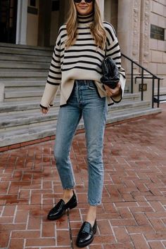 Looks Street Style, Casual Work Outfits, Outfit Inspo Fall, Business Casual Outfits, Roll Neck, Work Attire, Mode Inspiration, Striped Sweater, Winter Fashion Outfits