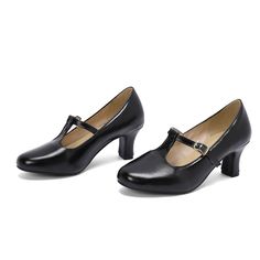 Shop Women's Vintage Black T-Strap Mary Jane Low Heel Pumps Dress Shoes color Black for Anniversary, Hanging out, School, Work with worldwide Free shipping & Free return. Black Mary Janes For Formal Summer Occasions, Black Formal Mary Janes For Summer, T-strap Mary Janes For Formal Spring Events, Formal T-strap Mary Janes For Spring, Spring Formal Mary Janes With T-strap, High Heel Fitted Mary Janes For Formal Occasions, High Heel Mary Janes For Formal Occasions, Formal High Heel Fitted Mary Janes, Navy Blue Wedding Shoes