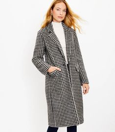 Shop LOFT for stylish women’s clothing. You’ll love our irresistible Petite Checked Coat - shop LOFT.com today! Checkered Coat, Black And White Coat, Checked Coat, Herringbone Coat, Gingham Skirt, Houndstooth Jacket, Wool Coat Women, White Coat, Outerwear Women