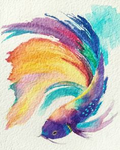 a watercolor painting of a colorful fish