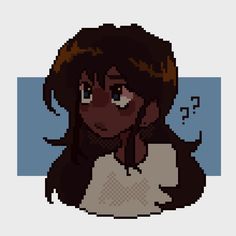 a pixellated image of a woman with brown hair