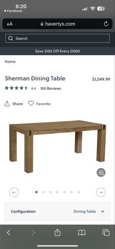 the table is on sale for $ 2, 500