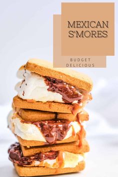 a stack of mexican s'mores on top of each other with the title overlay