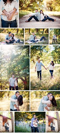 a collage of photos showing two people holding each other