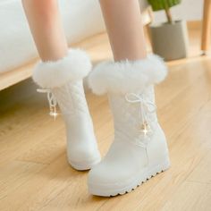 Girls Snow Boots, Cute Wedges, Kawaii Fashion Outfits, Warm Boots, Winter Girls