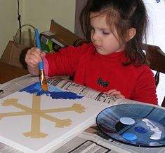 Snowflake art - just remove the  tape when the paint dries! Snowflake Painting, Easy Kids Christmas, Snowflake Art, Kids Christmas Crafts Easy, Snowflakes Art, Winter Craft, 25 Days Of Christmas, Kid Art, Catholic Kids