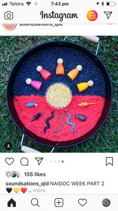 an instagramted photo with the flag made out of food