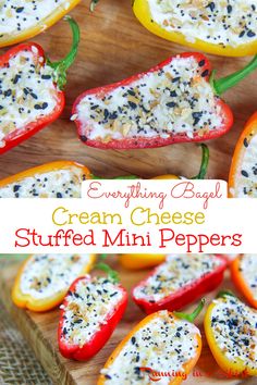 an image of stuffed mini peppers with cream cheese and black pepper toppings on them