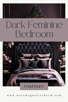 Dark Moody Witchy Bedroom, Villain Bedroom Aesthetic, Mauve Moody Bedroom, Dark Relaxing Bedroom, Goth Glam Bedroom, Black Master Bedrooms Decor Cozy, Dark And Moody Bedroom Jewel Tones, Dark Jewel Tone Color Palette Bedroom, Dark Rooms Aesthetics