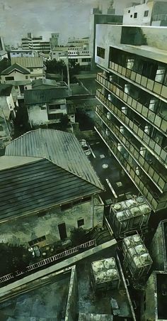 an aerial view of a city with lots of buildings