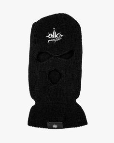 EMBROIDERY LOGO + WOVEN TAG SKI MASK. DESIGNED IN CALIFORNIA. Ski Mask, Embroidery Logo, Accessories Shop, Onyx, Skiing, White And Black, Lemon, Crown, Mask