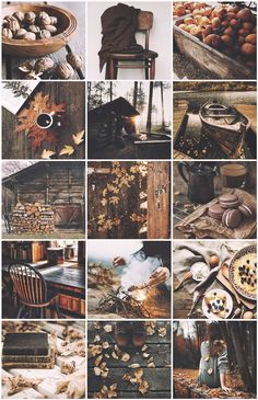 a collage of photos with autumn items