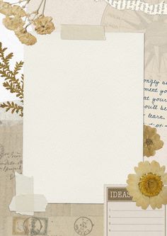 an image of a paper with flowers and writing on the bottom right corner, surrounded by other papers