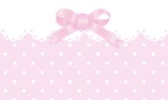 a pink bow on top of a white polka doted wallpaper with space for text