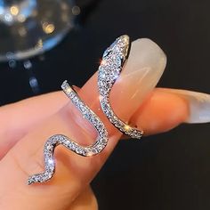 Fast Shipping Bundle And Save 10% Snake Ring Silver, Snake Design, Animal Rings, Wedding Accessories Jewelry, Party Rings, Ring Shapes, Rhinestone Ring, Snake Ring, Rings Jewelry Fashion