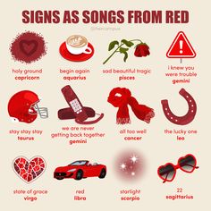 a poster with different types of red items