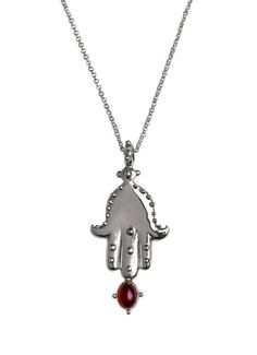 Hamsa Hand Pendant With Garnet Sterling Silver Hamsa Hand - Etsy Red Engraved Spiritual Necklaces, Red Spiritual Engraved Necklace, Red Engraved Spiritual Necklace, Symbolic Necklace With Large Pendant For Blessing, Symbolic Oxidized Finish Necklace For Meditation, Red Symbolic Sterling Silver Necklace, Symbolic Red Pendant Necklace, Symbolic Sterling Silver Necklace For Blessing, Unique Ear Cuffs