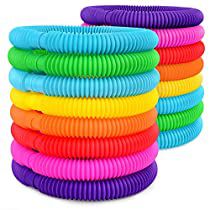 a stack of multicolored plastic rings