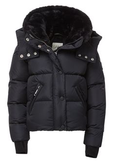 This quilted, down puffer jacket is crafted from a densely woven nylon. It is lightweight, yet protective from wind and water, and filled with down to achieve warmth and an ultra soft feel. The Lara features both a faux fur stand collar and detachable hood, fleece wrist cuffs with thumbholes, a center front zip and snap placket closure, and lower zip pockets. Nike Hooded Puffer Jacket, Best Puffer Jacket, Puffy Winter Jacket, Cute Winter Coats, Puffer Jacket With Fur, Fox Fur Jacket, Fur Hood Jacket, Winter Puffer Jackets, Shoes Outfit Fashion