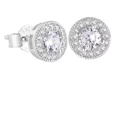 Introducing Giovanni's Unisex Stud Diamond Earrings! These earrings take style and elegance to a whole new level. Crafted with 925 sterling silver and plated in 14k gold or 14k white gold that is plated 5x for superior durability, these earrings will last you a lifetime. Perfectly encrusted with the highest quality CZ diamonds, they add the ideal amount of sparkle without being overwhelming. Whether for a special occasion or an everyday look, these earrings are guaranteed to make you stand out f Classic Silver Hypoallergenic Plug Earrings, Sterling Silver Halo Diamond Drop Earrings, Classic Sterling Silver Round Plug Earrings, Classic Round Sterling Silver Plug Earrings, Elegant Round Halo Earrings, Classic Sterling Silver Halo Design Cluster Earrings, Classic White Gold Cluster Earrings In Sterling Silver, Classic White Gold Sterling Silver Cluster Earrings, White Gold Sterling Silver Earrings With Halo Design