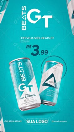 two cans of energy drink with the caption bestest gt cerveja skol beats gt