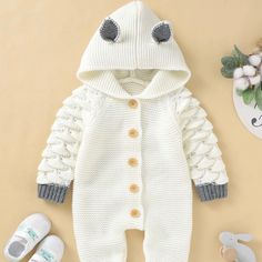 Brand New No Flaws Casual Sweater For Playtime With Soft Knit, Casual Soft Knit Sweater For Playtime, Cute White Sweater For Playtime, White Knitted Sweater For Playtime, Playful White Winter Sweater, White Knit Sweater For Playtime, Playful White Knit Sweater, Knit Onesie, Nike Onesie