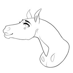 a horse's head with eyes drawn in black and white on a white background