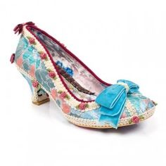 Bish Bash Bow - Red/Blue - £95 - S/S2018 Turquoise Shoes, Glamourous Heels, Sugar Lace, Closed Toe Heels, Silver Linings, Comfy Flats, Mid Heel Shoes, Biscuit Tin