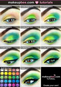 Alien Make-up, Green Eye Makeup, Makeup Zombie, Maquillage Yeux Cut Crease, Alien Makeup, Galaxy Makeup, Bright Eye Makeup, Summer Makeup Looks, Smink Inspiration