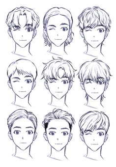 the different types of hair for boys and girls, with their faces drawn in pencil