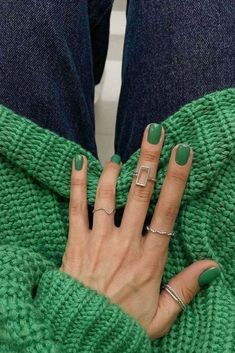 Fall Nail Colors, Minimalist Nails, Funky Nails, Green Nails, Trendy Nails, Winter Nails