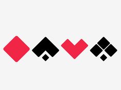 four different shapes in black and red on a white background, each with an individual's own heart