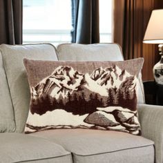 Bring a bit of fashion and zip to your space with this eye-catching and comfy 20" x 14" brown and white mountain scene zippered lumbar pillow cover. The brown and white coloring of the extremely durable and long lasting acrylic pillow cover will add dimension and texture to your space. This pillow cover is ideal for anyone that loves to decorate or accent their space with color and texture that brings in a woodland / mountain / lodge look. Decorative pillows are a great way to change up the look Southwestern Pillows, Lodge Aesthetic, Mountain Pillow, Lodge Look, Southwestern Pillow, Braided Area Rugs, Bohemian Handmade, Bold Patterns, Accent Throw Pillows