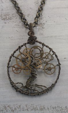 the tree of life pendant is hanging from a chain