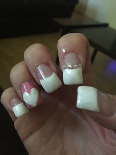 French manicure with a heart nail design Nails French With Heart, French Manicure With Heart, French Top, Lashes Fake Eyelashes, Heart Nail Designs, White French Tip, Top Nail, Fake Eyelashes, Heart Nails