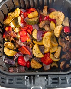 the food is being cooked in the air fryer