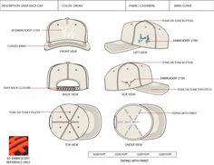 Hat Branding Ideas, Hat Tech Pack, Hat Design Ideas, Cap Types, Cap Design Ideas, Mock Up Design