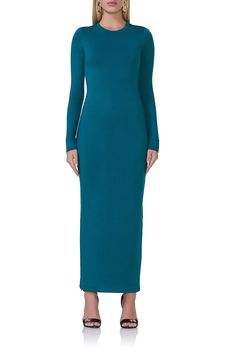 Make a sleek impression in this long-sleeve maxi cut in a smooth, curve-hugging silhouette from stretchy jersey. Slips on over head Crewneck Long sleeves 95% rayon, 5% spandex Machine wash, tumble dry Imported Spring Long Sleeve Maxi Dress In Elastane, Long Sleeve Bodycon Maxi Dress In Elastane, Bodycon Long Sleeve Maxi Dress In Elastane, Long Sleeve Bodycon Elastane Maxi Dress, Bodycon Long Sleeve Elastane Maxi Dress, Fall Stretch Full-length Maxi Dress, Fitted Full Length Long Sleeve Dress For Fall, Sleek Long Sleeve Maxi Dress, Solid Color Fitted Long Sleeve Maxi Dress