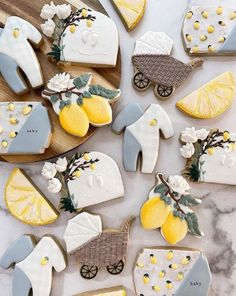 some decorated cookies are sitting on a table