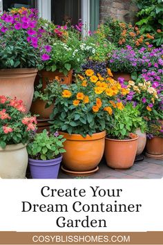 A beautiful container garden featuring vibrant flowers and clever designs. This pin shares ideas on floral arrangements and personal garden themes that can enhance your outdoor or indoor space. Artfully Designed, Garden Theme, Vertical Garden, Flower Beds, Water Features, Container Gardening, Outdoor Living Space