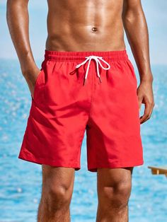 Step up your swimwear game with our Slant Pocket Plain Swim Trunks. Designed specifically with precision, these trunks offer a comfortable fit and masculine style. The slant pockets provide convenient storage for your small essentials, while the high-quality fabric ensures durability and quick-drying capabilities. Features: Style: Boho Pattern Type: Plain Details: Drawstring, Pocket Type: Bottoms Bottom Type: Shorts Fabric: Non-Stretch Care Instructions: Machine wash, do not dry clean Body: Line Nylon Swimwear With Pockets For Summer, Nylon Short Length Swim Trunks For Beach, Beachwear Nylon Athletic Shorts For Swimming, Nylon Beachwear Athletic Shorts For Swimming, Nylon Athletic Beachwear Shorts For Swimming, Short Nylon Swim Trunks For Swimming, Nylon Short Swim Trunks For Swimming, Beachwear Bottoms With Side Pockets For Pool, Nylon Swim Trunks For Beach