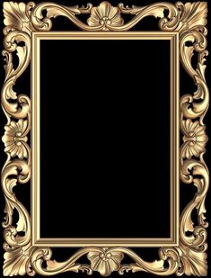 an ornate gold frame on a black background