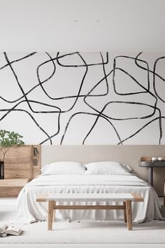 Abstract_Shapes_Black_and_White_Wallpaper White Powder Room, Wallpaper Accent Wall, Pretty Bedroom, Types Of Rooms, Black And White Wallpaper, High Quality Wallpapers, Geometric Wallpaper, Room Wallpaper, Black And White Abstract