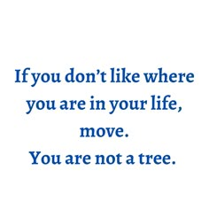 the words if you don't like where you are in your life, move you are not a tree