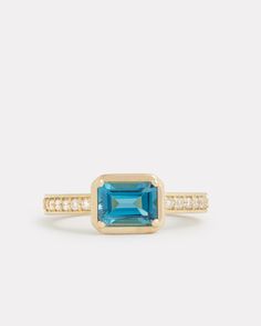 Emerald Cut London Blue Topaz Ring with Diamonds – Jamie Wolf Senior Rings, Emerald Cut Aquamarine Ring, Graduation Rings, Colored Engagement Rings, Bezel Set Ring, Emerald Cut Rings, London Blue Topaz Ring, Right Hand Rings, Bezel Ring